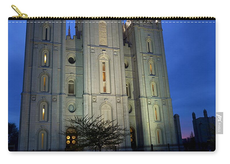 Reflective Temple Zip Pouch featuring the photograph Reflective Temple by Chad Dutson
