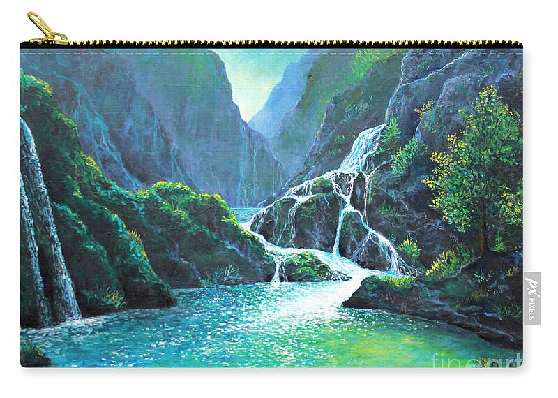 Croatia Zip Pouch featuring the painting Refreshing Streams by Lou Ann Bagnall