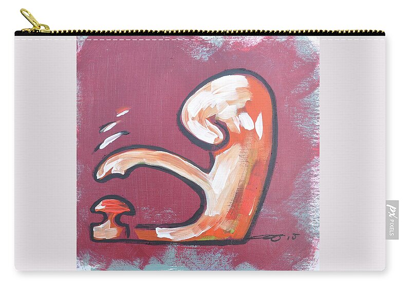 Red Button Zip Pouch featuring the painting Refurbished Button by Eduard Meinema