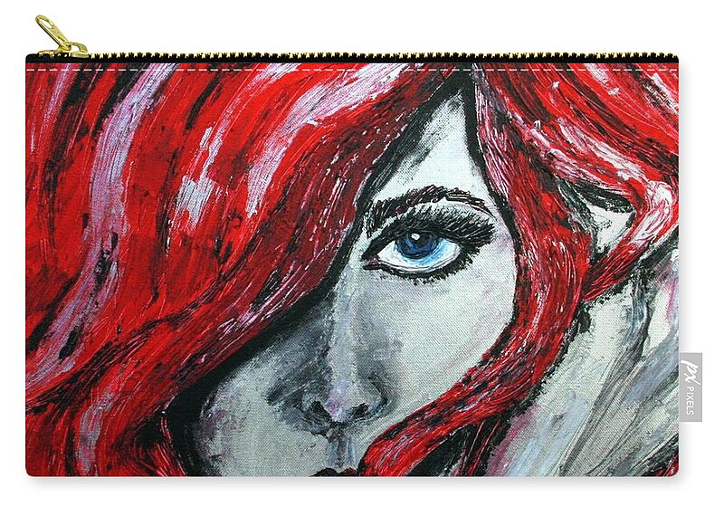 Look Zip Pouch featuring the painting Regard The Look by Cris Motta