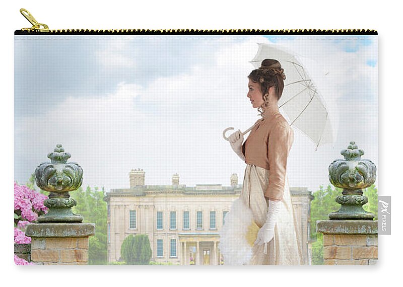 Regency Zip Pouch featuring the photograph Regency Woman In The Grounds Of A Historic Mansion by Lee Avison