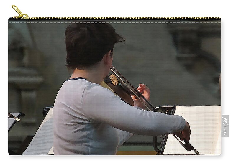 Violin Player Carry-all Pouch featuring the photograph Rehearsal. Part 4. by Elena Perelman