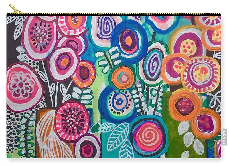 Flowers Zip Pouch featuring the painting Rejoice by Robin Mead