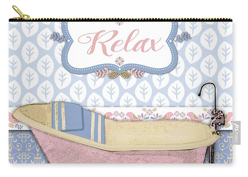 Bath Zip Pouch featuring the painting Relax Bath Art-JP3527C by Jean Plout