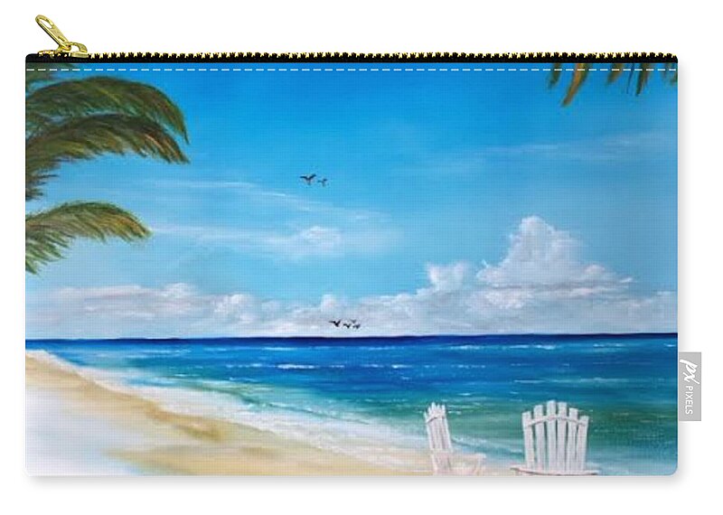 Beach Zip Pouch featuring the painting Relaxing At The Beach by Lloyd Dobson