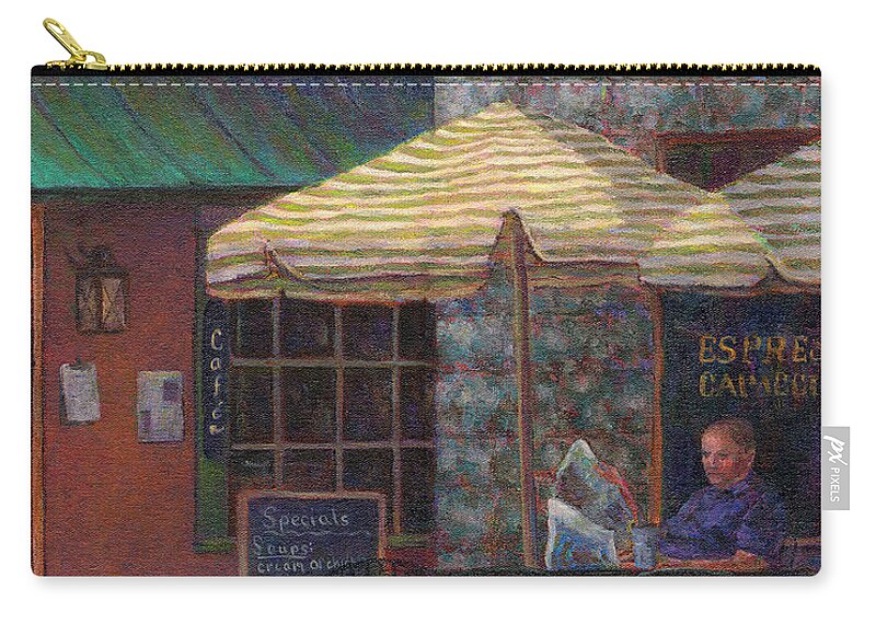 Man Zip Pouch featuring the painting Relaxing at the Cafe by Susan Savad