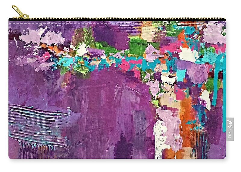 Purple Zip Pouch featuring the painting Release by Mary Mirabal