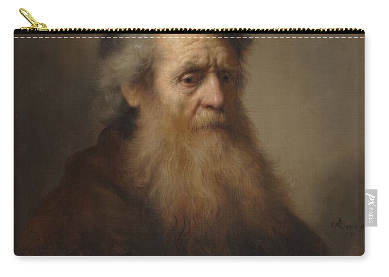 Rembrandt Bearded Old Man Zip Pouch featuring the painting Rembrandt Bearded old man by MotionAge Designs