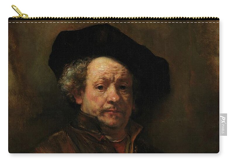 Rembrandt Van Rijn Zip Pouch featuring the painting Rembrandt Self Portrait by Rembrandt van Rijn