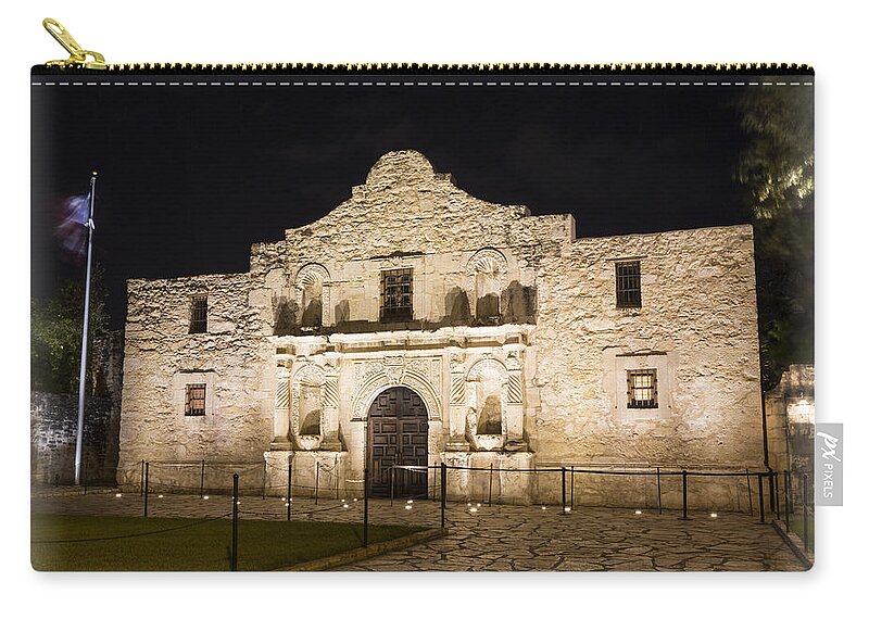 Alamo Zip Pouch featuring the photograph Remembering The Alamo by Stephen Stookey