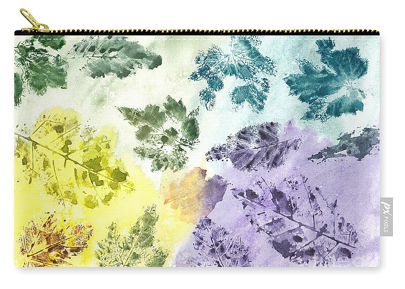 Watercolor Zip Pouch featuring the painting Remnants of Autumn Leaves by Conni Schaftenaar