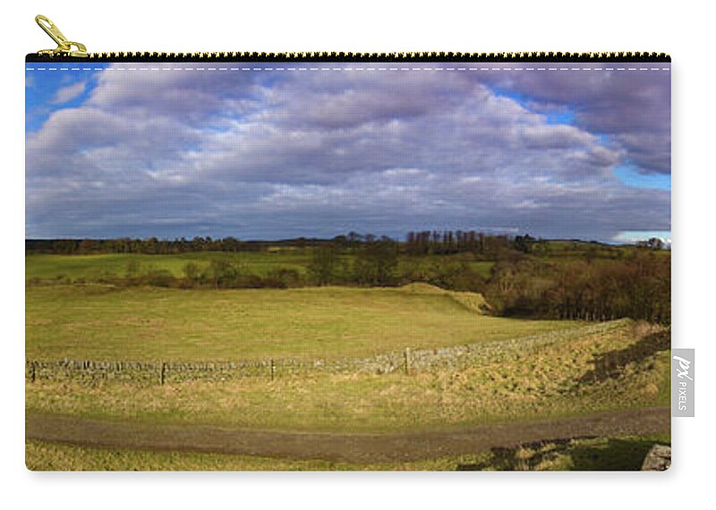 Panoramic Zip Pouch featuring the photograph Remnants of Hadrians Wall England by Tim Dussault