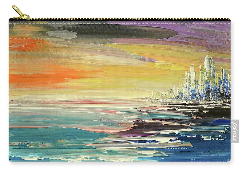 Ocean Zip Pouch featuring the painting Remote Harmonies by Tatiana Iliina