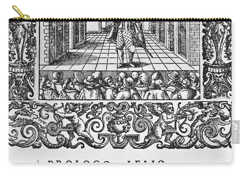 1597 Zip Pouch featuring the drawing Renaissance Theater, 1597 by Granger