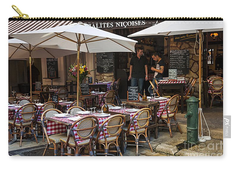 Escalinada Zip Pouch featuring the photograph Restaurant on Rue Pairoliere in Nice by Elena Elisseeva