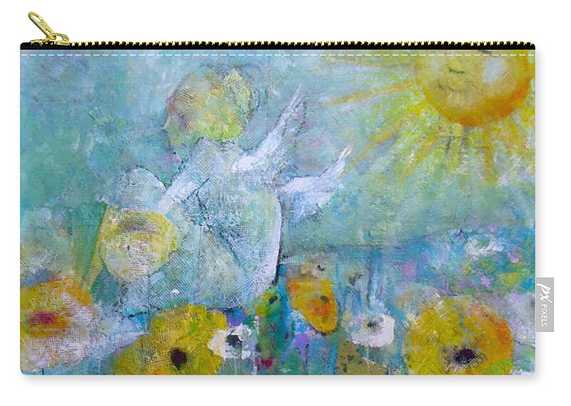 Angel Zip Pouch featuring the painting Resting Assured by Eleatta Diver