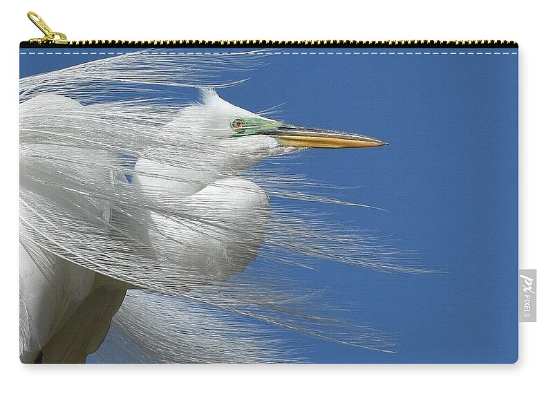 Great Egret Zip Pouch featuring the photograph Restless Wind 3 by Fraida Gutovich