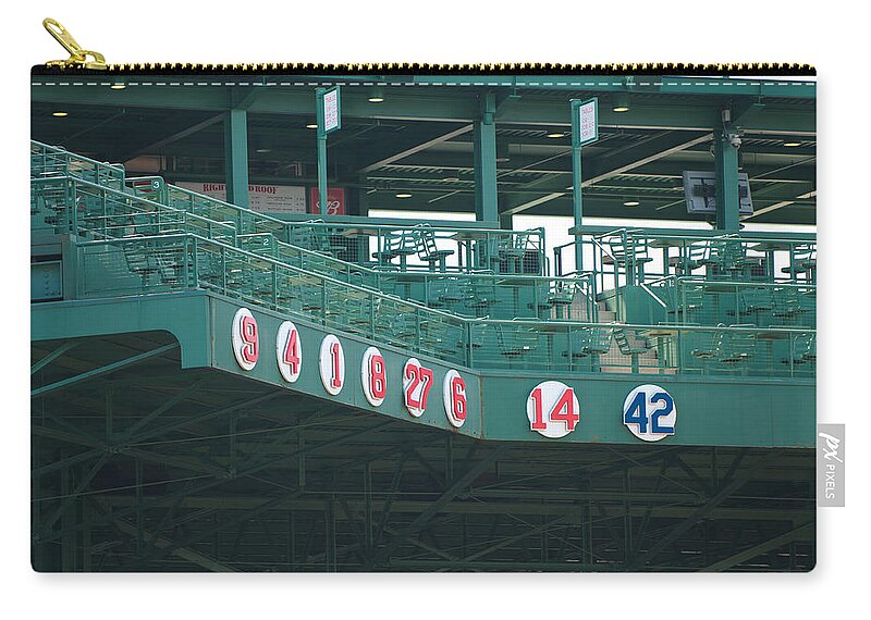 Red Sox Zip Pouch featuring the photograph Retired Numbers by Paul Mangold