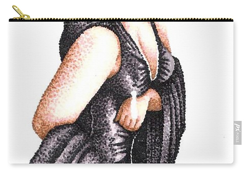 French Woman Zip Pouch featuring the drawing Retouch by Scarlett Royale