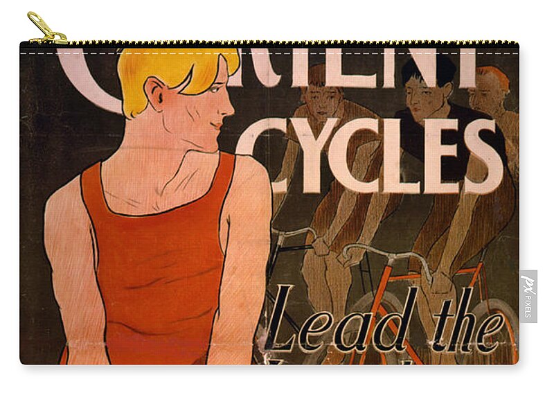Retro Bicycle Ad 1890 Zip Pouch featuring the photograph Retro Bicycle Ad 1890 by Padre Art