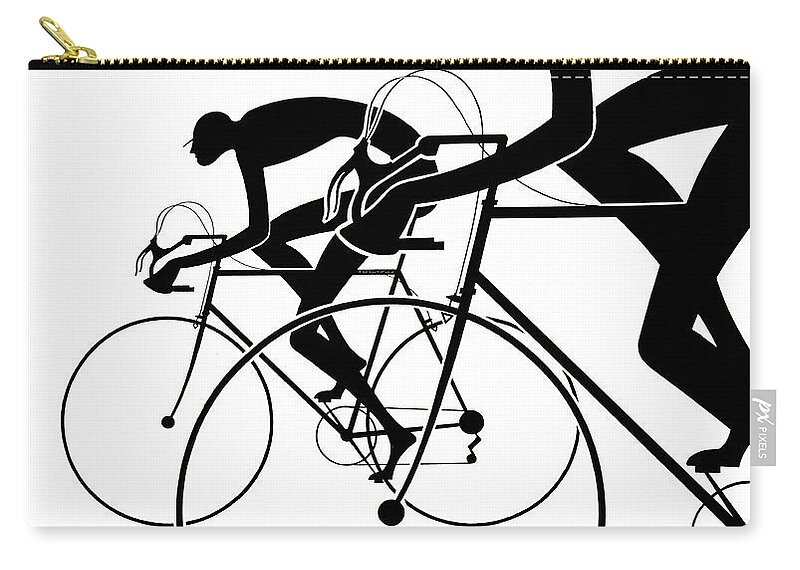 Retro Bicycle Silhouettes2 1986 Zip Pouch featuring the photograph Retro Bicycle Silhouettes 2 1986 by Padre Art
