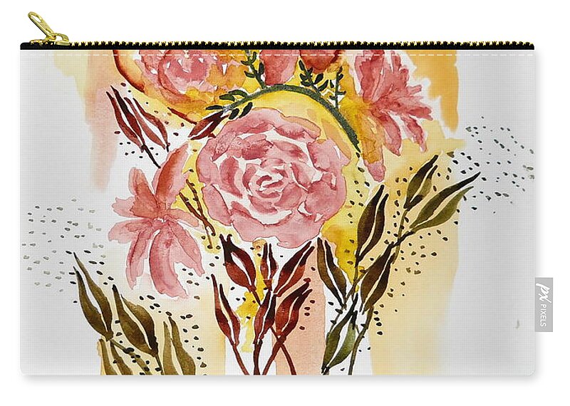 Florals Zip Pouch featuring the painting Retro Florals by Carol Crisafi