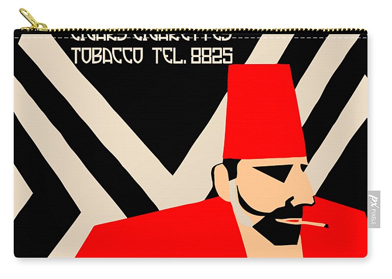  Zip Pouch featuring the drawing Retro geometric style German Turkish tobacco ad by Heidi De Leeuw