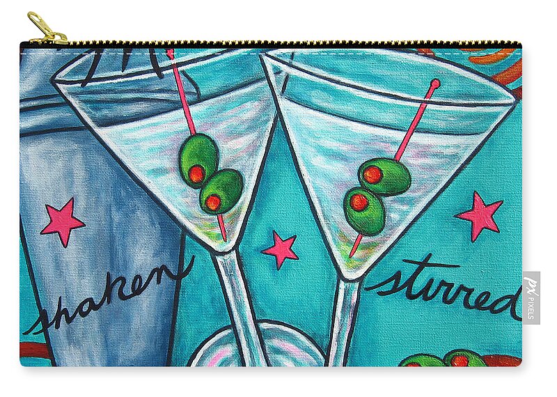 Alcohol Zip Pouch featuring the painting Retro Martini by Lisa Lorenz