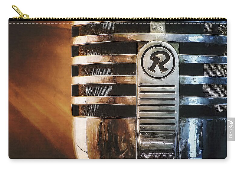 Mic Zip Pouch featuring the photograph Retro Microphone by Scott Norris