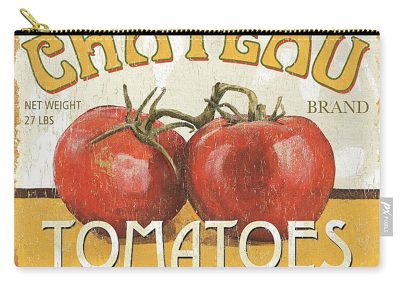 Food Zip Pouch featuring the painting Retro Veggie Labels 4 by Debbie DeWitt