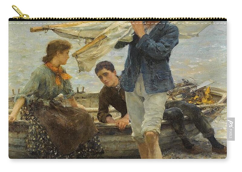 Return From Fishing Carry-all Pouch featuring the painting Return from Fishing by Henry Scott Tuke