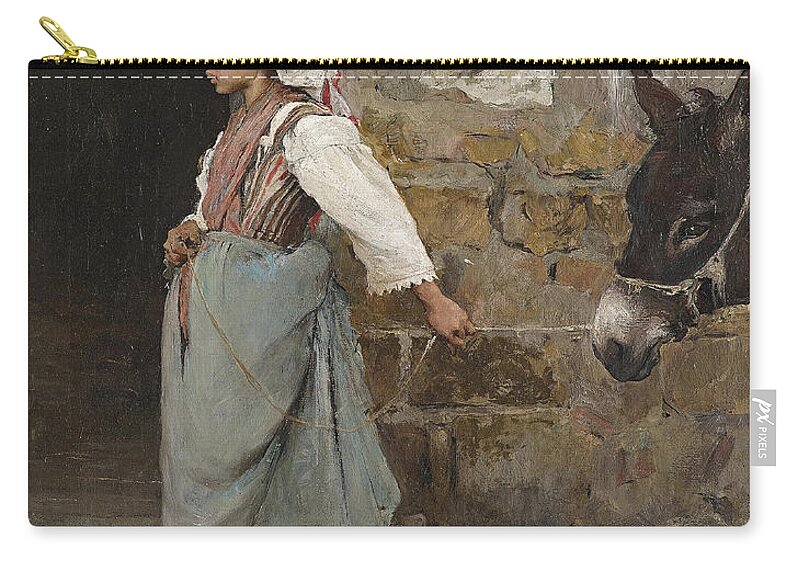 Gaetano Esposito Zip Pouch featuring the painting Returning Home by Gaetano Esposito