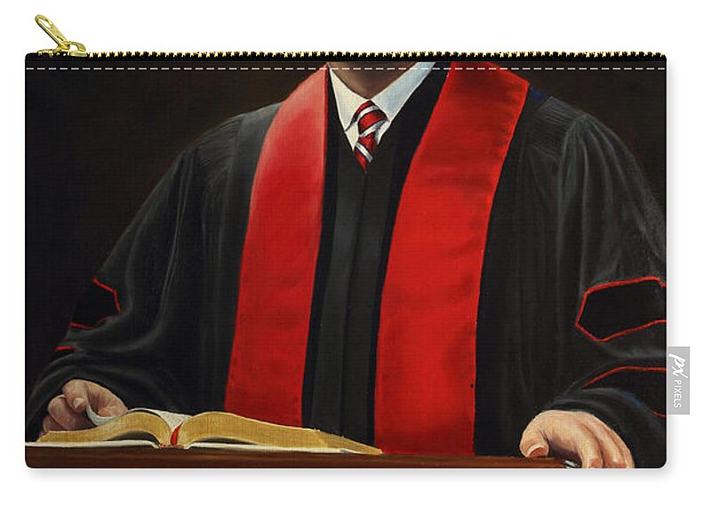 Pastor Zip Pouch featuring the painting Rev Joe Phillips by Glenn Beasley