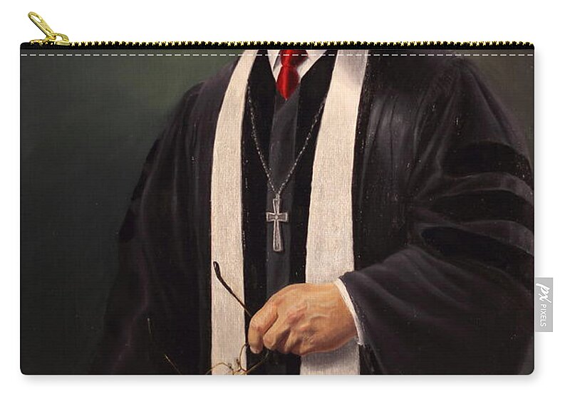 Pastor Zip Pouch featuring the painting Rev John Miles by Glenn Beasley