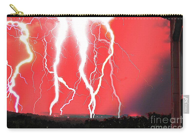 Michael Tidwell Photography Zip Pouch featuring the photograph Lightning Apocalypse by Michael Tidwell