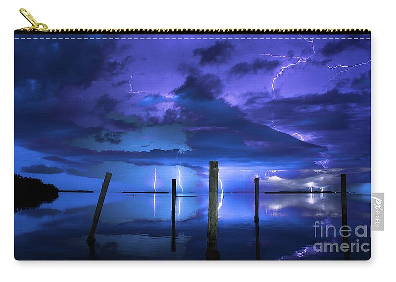 Lightning Carry-all Pouch featuring the photograph Blue Nights by Quinn Sedam