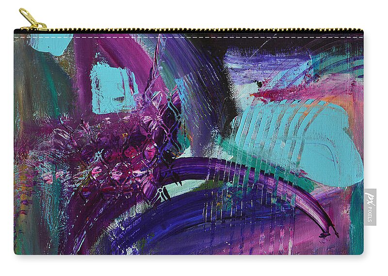 Modern Zip Pouch featuring the painting Rhapsody In Raspberry by Donna Blackhall