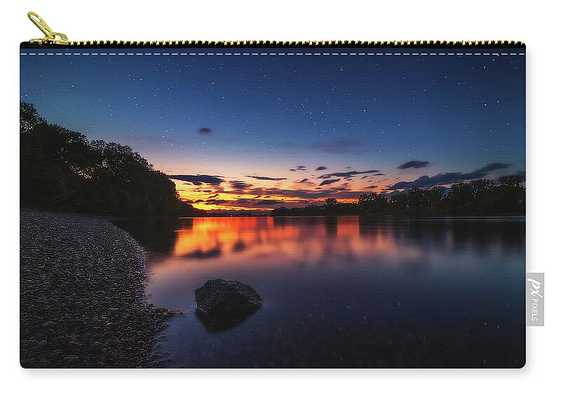 Rhine Zip Pouch featuring the photograph Rhine at Night by Marc Braner