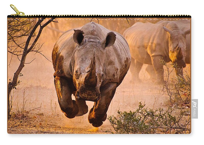 Rhino Zip Pouch featuring the photograph Rhino by Jackie Russo