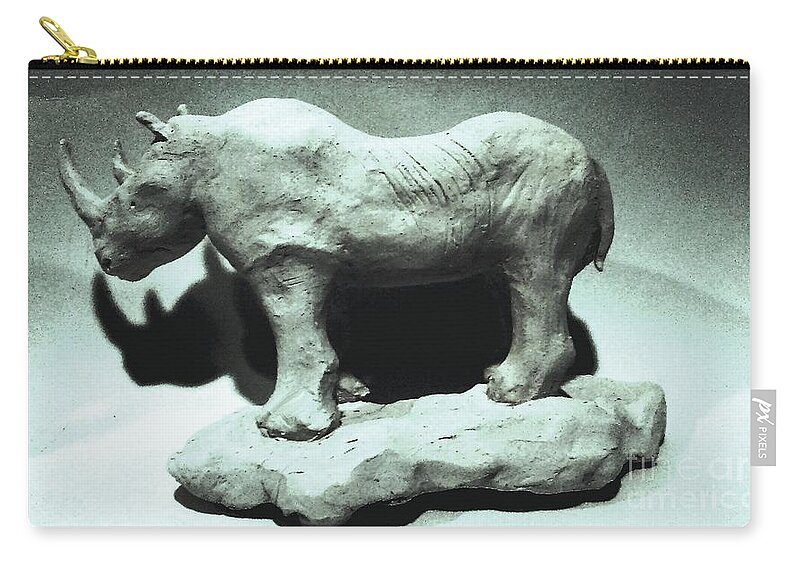 Sold Zip Pouch featuring the sculpture Rhino Sculpture by Stacy C Bottoms