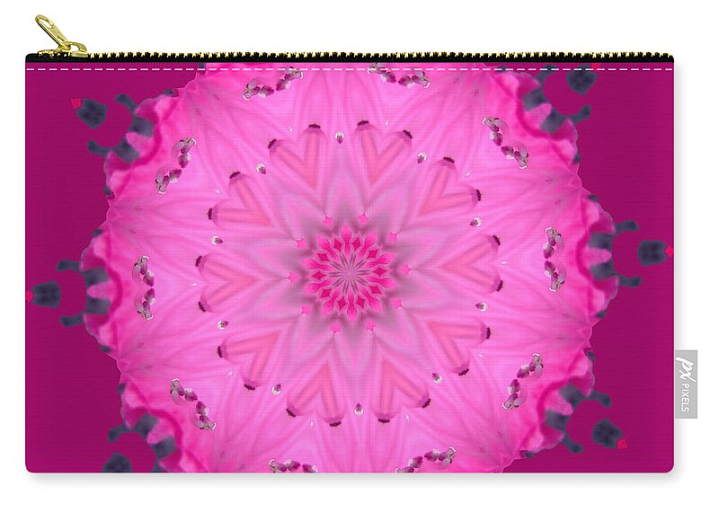 Floral Zip Pouch featuring the digital art Rhoda Mandala 1 by Julia Underwood