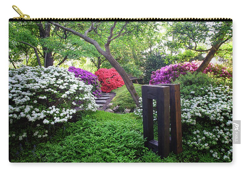 Jenny Rainbow Fine Art Photography Zip Pouch featuring the photograph Rhododendrons Blooms in Japanese Garden 17. Prague by Jenny Rainbow