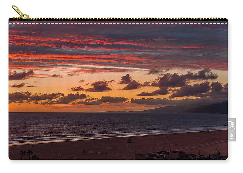 Malibu Sunset Zip Pouch featuring the photograph Ribbons Of Red by Gene Parks