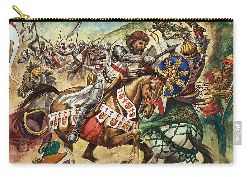 Richard Zip Pouch featuring the painting Richard the Lionheart during the Crusades by Peter Jackson