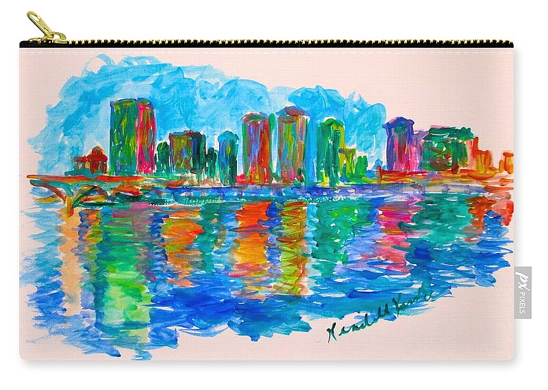 City Paintings For Sale Zip Pouch featuring the painting Richmond Ripples Stage One by Kendall Kessler