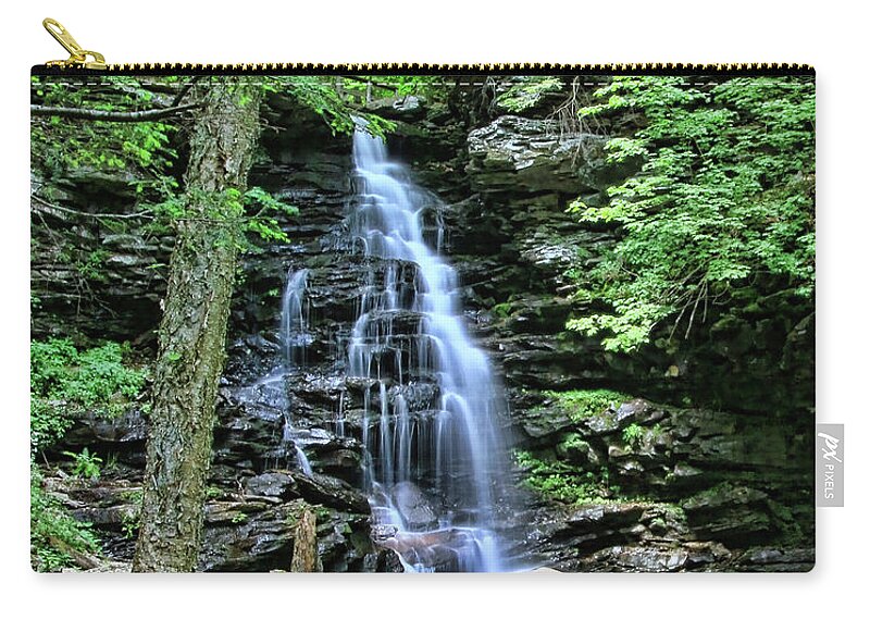 Waterfall Zip Pouch featuring the photograph Ricketts Glen S P - Ozone Falls by Allen Beatty