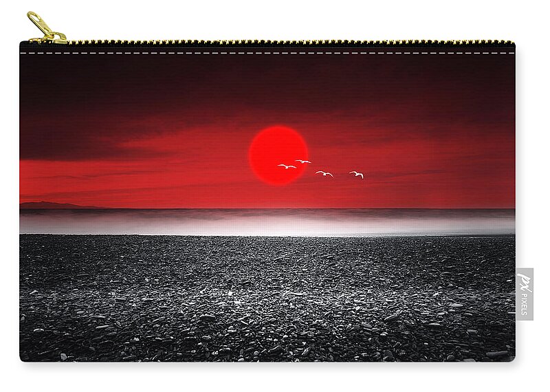 Sunset Zip Pouch featuring the photograph Ride On Time by Philippe Sainte-Laudy