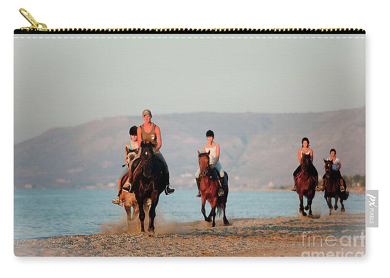 Horse Horseback Riding Carry-all Pouch featuring the photograph Riders on the Beach by Rich S