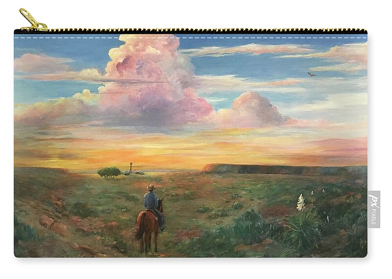 Cowboy Zip Pouch featuring the painting Riding Home by ML McCormick