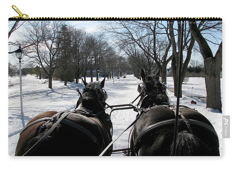 Winter Zip Pouch featuring the photograph Riding into Town by Keith Stokes
